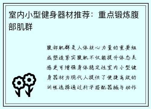 室内小型健身器材推荐：重点锻炼腹部肌群